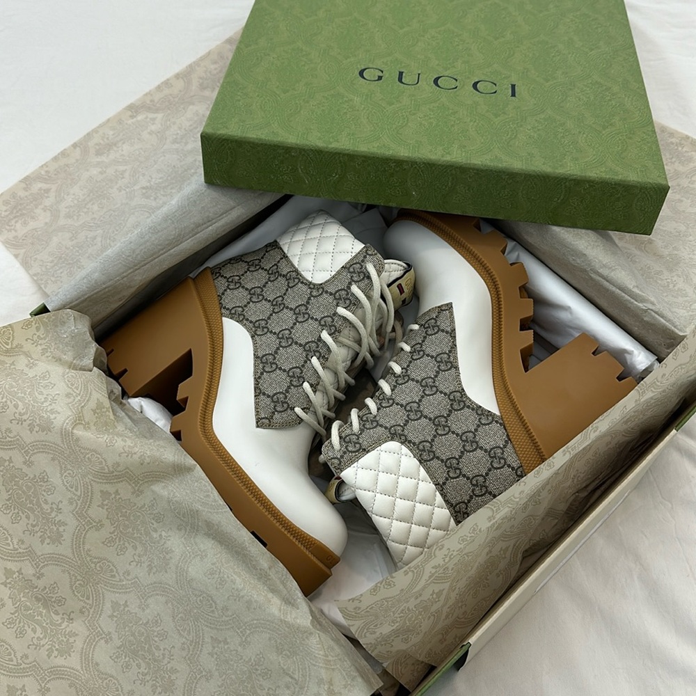 Gucci Apollo GG Supreme White Boots